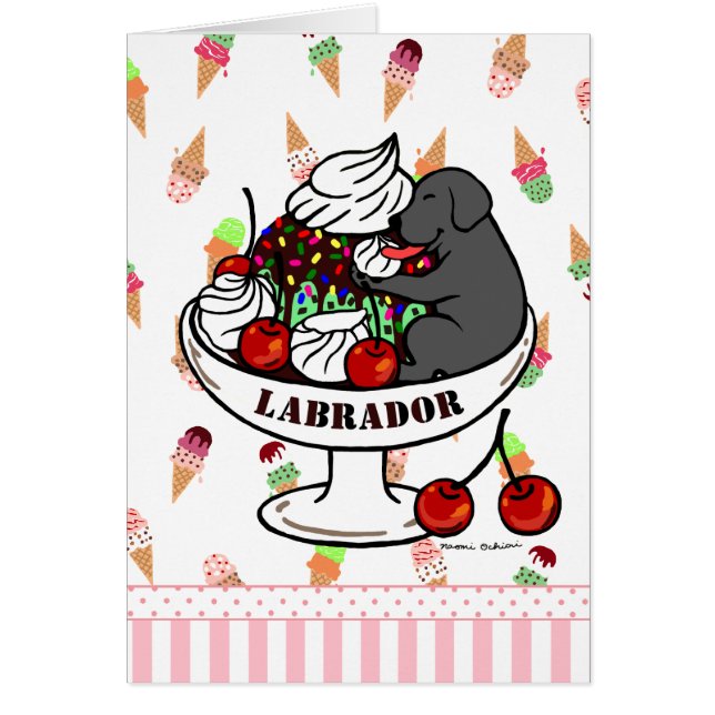 Schwarzes Labrador u. Eiscreme-Eiscremebecher (Vorne)