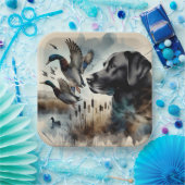 Schwarzes Labrador und Enten Pappteller (Party)