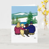 Schwarzes Labrador und Gelbes Labrador und Eltern Karte (Gelbe Blume)