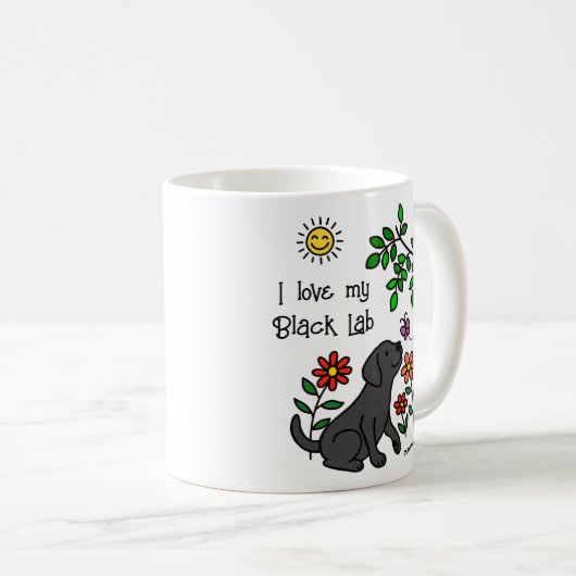 Schwarzes Labrador und grüne Tasse (VorderseiteRechts)