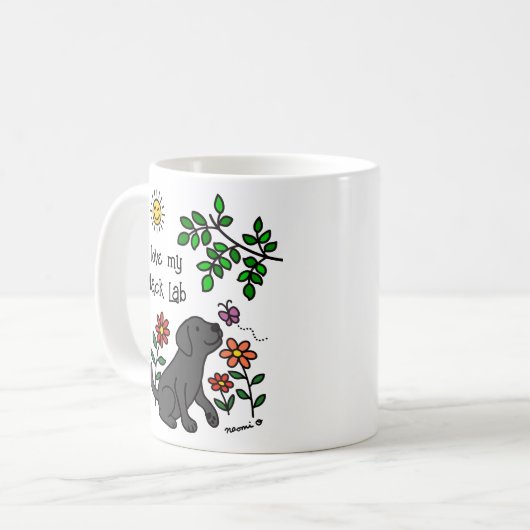 Schwarzes Labrador und grüne Tasse (Vorderseite Links)