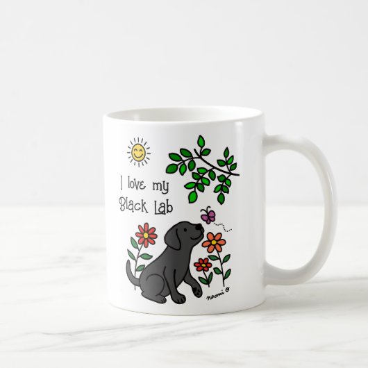 Schwarzes Labrador und grüne Tasse (Rechts)