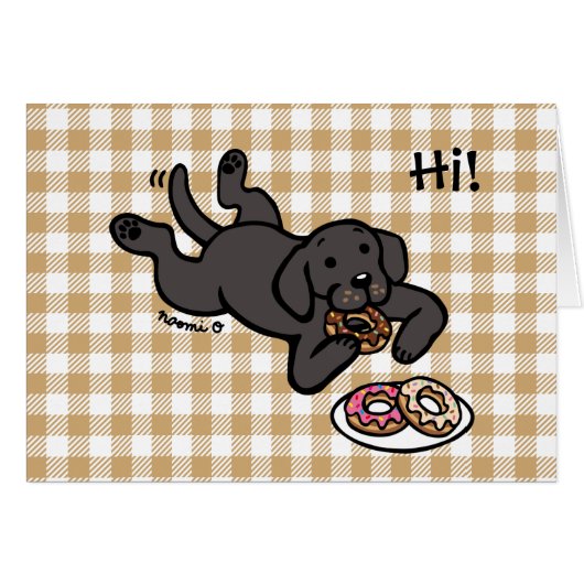 Schwarzes Labrador und Krapfen, die an Sie denken (Vorderseite (Horizontal))
