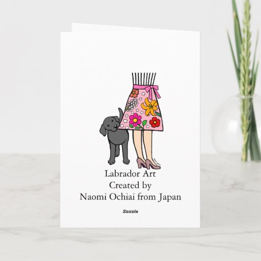 Schwarzes Labrador und Mama-Rock-Cartoon Karte (Rückseite)