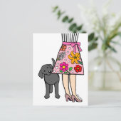 Schwarzes Labrador und Mama-Rock-Cartoon Postkarte (Stehend Vorderseite)