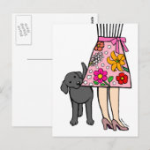 Schwarzes Labrador und Mama-Rock-Cartoon Postkarte (Vorne/Hinten)