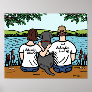 Schwarzes Labrador und Mama und Vater Poster