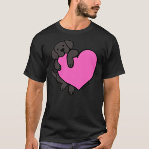 Schwarzes Labrador und rosa Herz T-Shirt