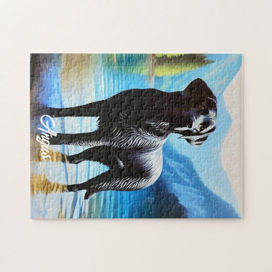 Schwarzes Labrador und See Puzzle (Horizontal)