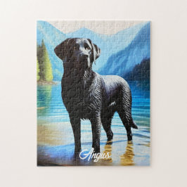 Schwarzes Labrador und See Puzzle