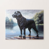 Schwarzes Labrador und See Puzzle (Horizontal)