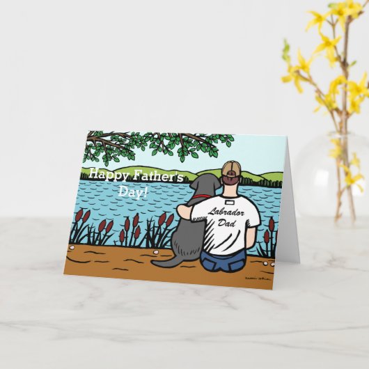 Schwarzes Labrador und Vater Karte (Gelbe Blume)