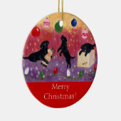 Schwarzes Labrador-Weihnachten Keramik Ornament (Rechts)