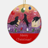 Schwarzes Labrador-Weihnachten Keramik Ornament (Links)