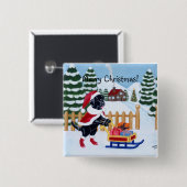 Schwarzes Labrador-Weihnachten Sankt Button (Vorne & Hinten)