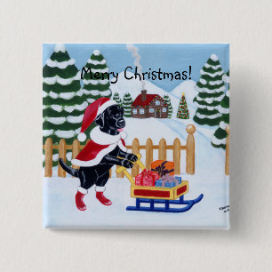 Schwarzes Labrador-Weihnachten Sankt Button