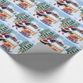 Schwarzes Labrador-Weihnachten Sankt Geschenkpapier (Ecke)