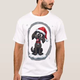 Schwarzes Labrador-Weihnachts-Santa-Hut-Xmas-Pyjam T-Shirt