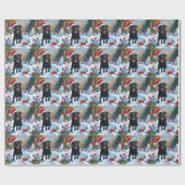 Schwarzes Labrador Weihnachtsfest Schneeszene Geschenkpapier (Flach)