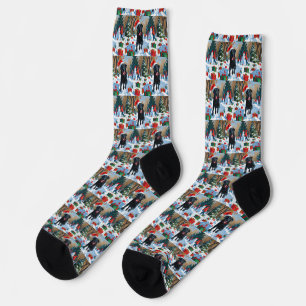 Schwarzes Labrador Weihnachtsfest Schneeszene Socken
