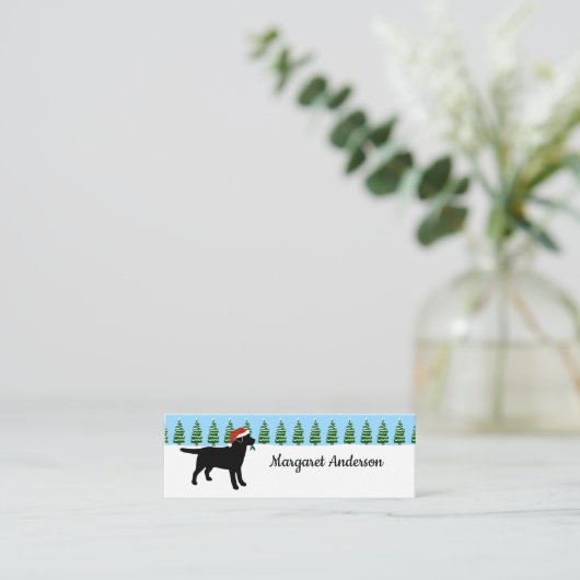 Schwarzes Labrador-Weihnachtssankt-Lesezeichen Mini Visitenkarte (Stehend Vorderseite)
