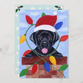 Schwarzes Labrador-Welpen-Sankt-Weihnachten Einladung (Vorne/Hinten)