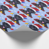 Schwarzes Labrador-Welpen-Weihnachten Sankt Geschenkpapier (Ecke)
