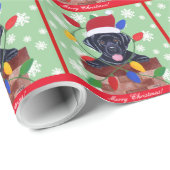 Schwarzes Labrador-Welpen-Weihnachten Sankt Geschenkpapier (Rolleneckpunkt)