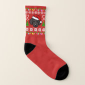 Schwarzes Labrador-Welpen-Weihnachtsmuster-Rot Socken (Links - Innen)