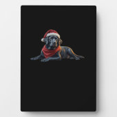 Schwarzes Labrador zu Weihnachten in Weihnachtsman Fotoplatte (Vorderseite)
