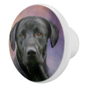 Schwarzes Labradorgesicht Keramikknauf (Rechts)