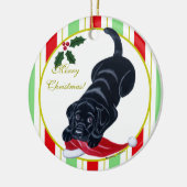 Schwarzes Labradorwelpen-u. Keramik Ornament (Links)