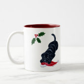 Schwarzes Labradorwelpen-u. Zweifarbige Tasse (Links)