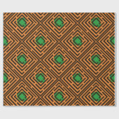 Schwarzes Labyrinth-Muster an grünem Spot für eine Geschenkpapier (Flach)