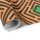 Schwarzes Labyrinth-Muster an grünem Spot für eine Geschenkpapier (Rolleneckpunkt)