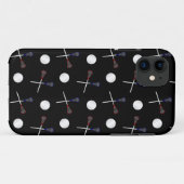 Schwarzes Lacrosse-Muster Case-Mate iPhone Hülle (Rückseite (Horizontal))