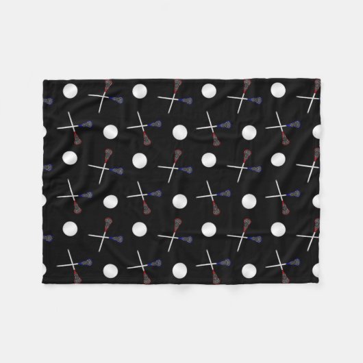 Schwarzes Lacrossemuster Fleecedecke (Vorderseite (Horizontal))