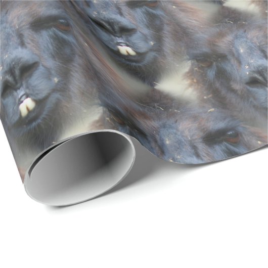 Schwarzes Lama-Gesicht Naturmuster Geschenkpapier (Rolleneckpunkt)