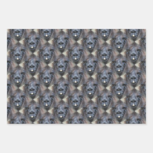 Schwarzes Lama-Gesicht Naturmuster Geschenkpapier Set (Vorderseite)