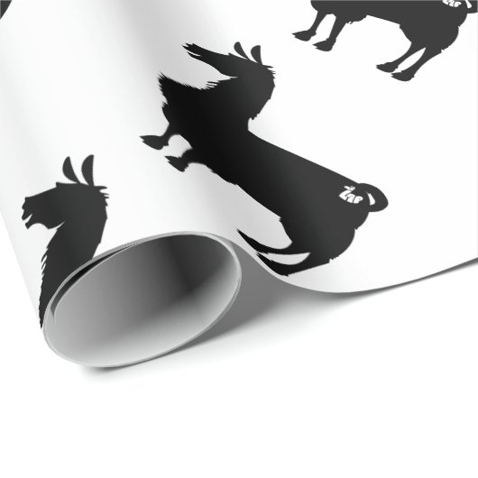 Schwarzes Lama-Packpapier Geschenkpapier (Rolleneckpunkt)