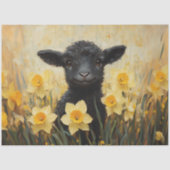 Schwarzes Lamm und gelbe Nadelöhren Dekoupage Seidenpapier (Vorderseite)