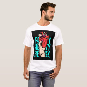 schwarzes Langarm-T-Shirt mit Herzform-Design T-Shirt