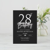 Schwarzes lässiges Zeitalter personalisierter Gebu Einladung (Stehend Vorderseite)