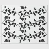 Schwarzes Leaf Blumenmuster auf Weiß Geschenkpapier (Flach)