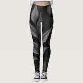 Schwarzes Leaf-Muster Leggings (Vorderseite)