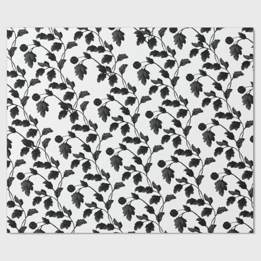 Schwarzes Leaf- und Steppkeil Geschenkpapier (Flach)