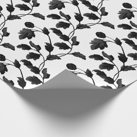 Schwarzes Leaf- und Steppkeil Geschenkpapier (Ecke)