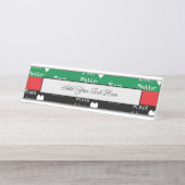 Schwarzes Leben Matter Panafrikanische Flagge Weiß Schreibtischnamensplakette (Vorderseite )