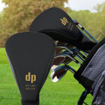 Schwarzes Leder Aussehen Monogramm und Personalisi Golf Headcover<br><div class="desc">Personalisierter Golffahrer mit Kopfbedeckung. Ihre Initialen sind in moderner überdimensionaler Typografie geschrieben und Sie können auch Ihren Namen oder den Namen Ihres Golfclubs hinzufügen. Das Design ist mit einem Ledertexturierten Hintergrund in schwarz bedruckt.</div>