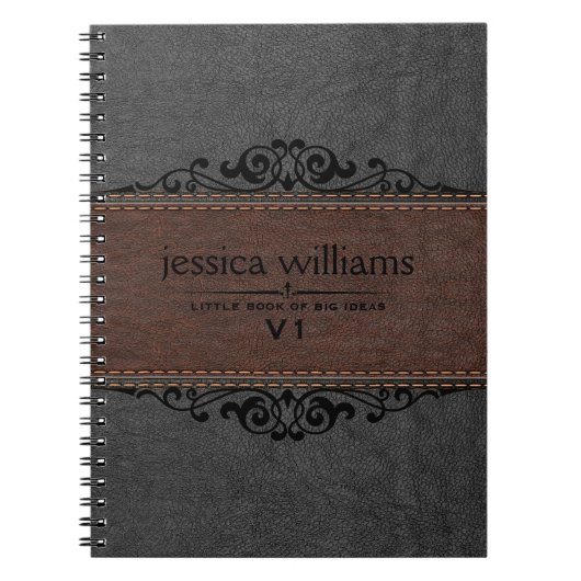 Schwarzes Leder, braun und schwarz Notizblock (Vorderseite)